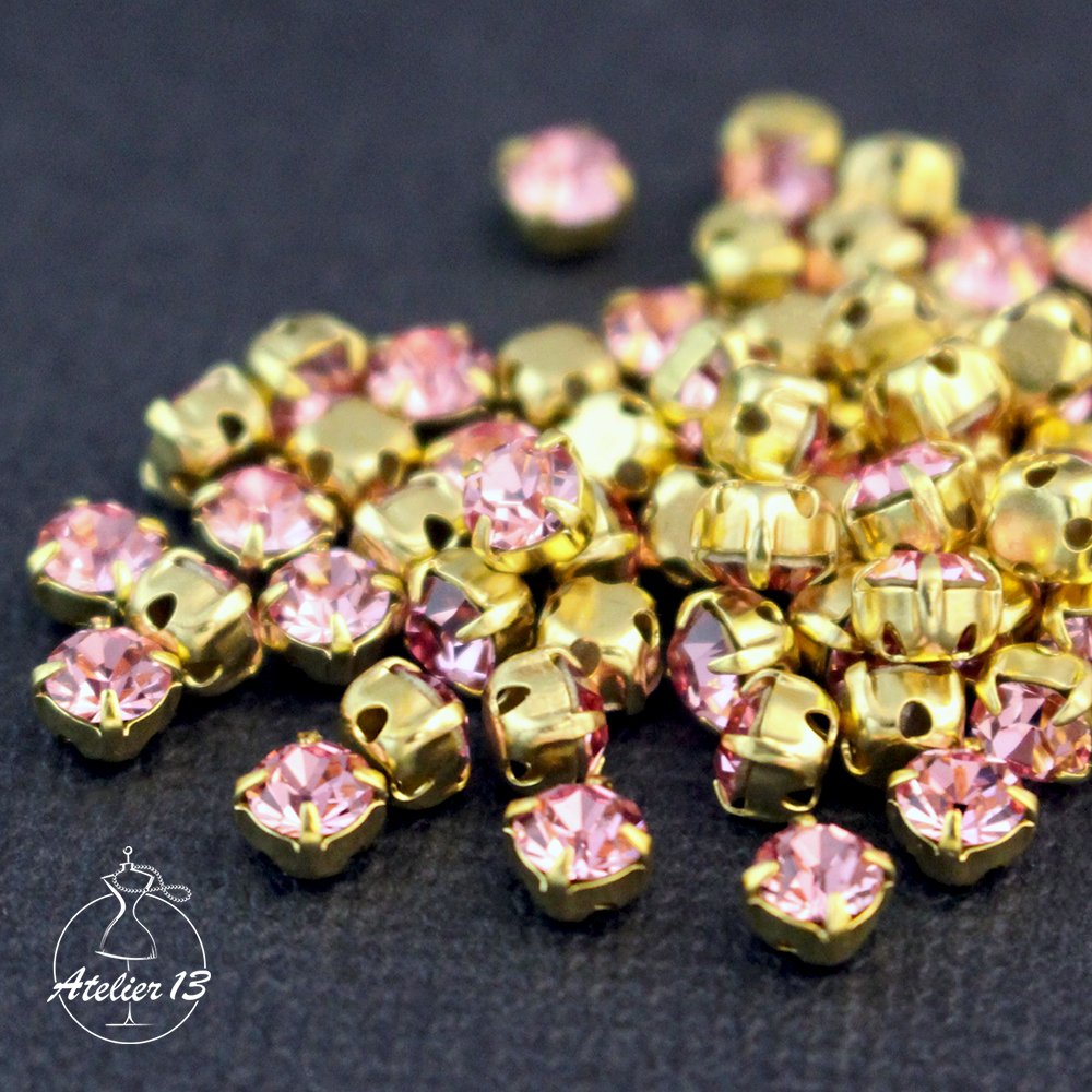 Chatons ss16 (4 mm) in setting, Light Rose/Gold, 20 pcs