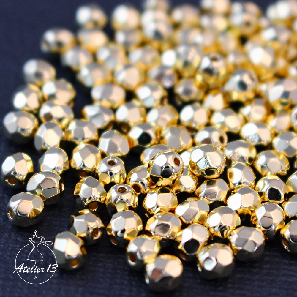 FirePolished 4 mm Gold Plated (24К) (#00030/35000), 50 szt