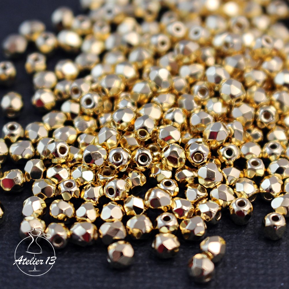 FirePolished 3 mm Gold Plated (24К) (#00030/35000), 50 szt