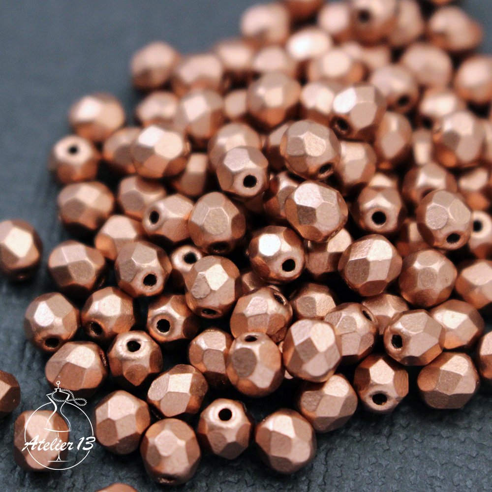 FirePolished 4 мм Bronze Copper Matte (#00030/01780), 50 шт